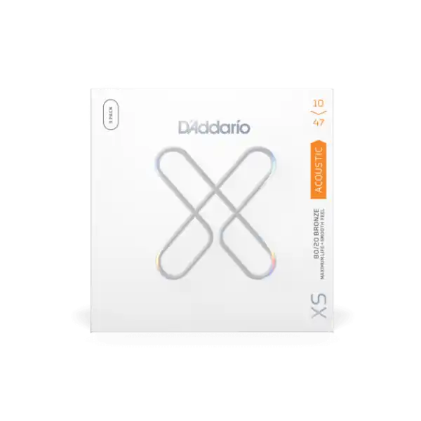 Nieuw D'addario D'Addario XS 80/20 Bronze Coated Acoustic Guitar Strings, 10-47 Extra Light, 3-Pack - snarenset