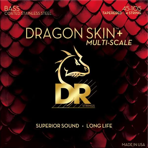 Beperkte Voorraad Dr DRAGON SKIN+ Core Technology Coated Wrap 45-105 Tapered Multi-Scale - set van 4 snaren
