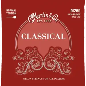 Martin M260 Classical Nylon Guitar 6-String Set 80/20 Bronze Ball End Normal Tension - snarenset Gecertificeerd