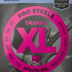 Goedkoop D'addario EPS170-6SL Electric Bass 6-String Set ProSteels Round Wound Super Long Scale 30-130 - snarenset