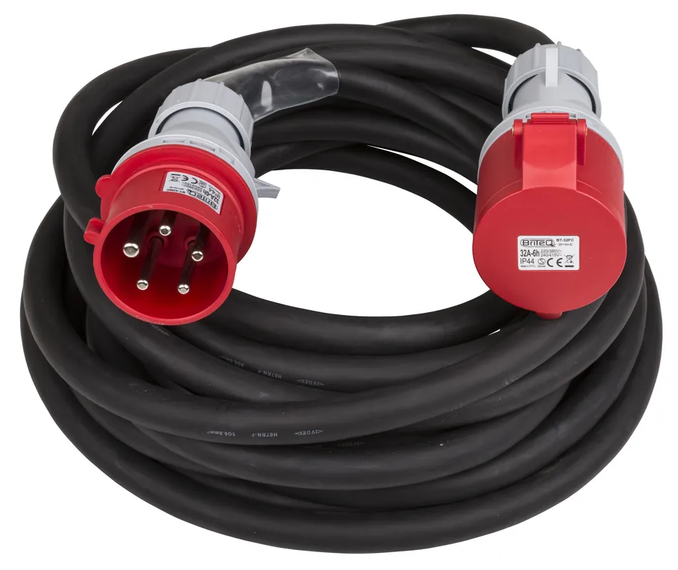 Laatste Versie Hilec CEE-CABLE-32A-5G6-10M 5-polige CEE stroomkabel met transparante krimpkous