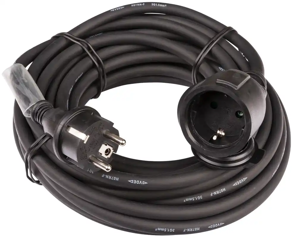 Hilec POWERCABLE-3G1,5-15M-G Stroomverlengkabel Nieuw