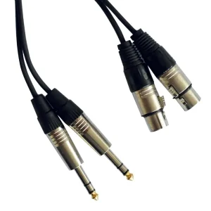 Gecertificeerd Hilec CL-43/3 2x vrouwelijke XLR / 2x mannelijke stereo Jack kabel 3m