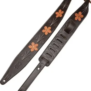 Superprijs Levy's In Bloom - 6,35 cm premium leather with hand-riveted flowers - Mahogany Brown