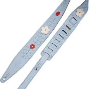 Hete Deal Levy's In Bloom - 6,35 cm premium leather with hand-riveted flowers - Sky Blue