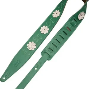 Seizoensaanbieding Levy's In Bloom - 6,35 cm premium leather with hand-riveted flowers - Green
