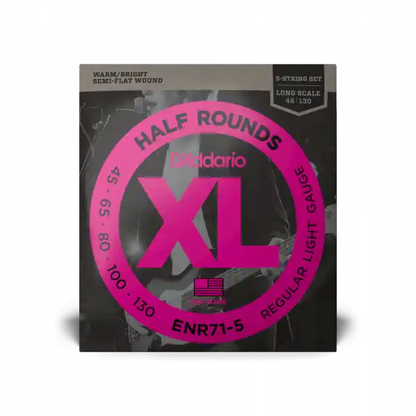 D'addario ENR71-5 Bass (5) Half Rounds Regular Light 5-String / Long Scale 45-130 - 5-snarige set Seizoensaanbieding