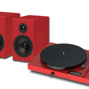 Pro-Ject Jukebox E1 OM 5E + HiFi Speakerset 5 Rood Lage Kosten
