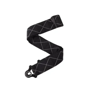 Gecertificeerd D'Addario Auto Lock Gitaarband - Black Padded Diamonds