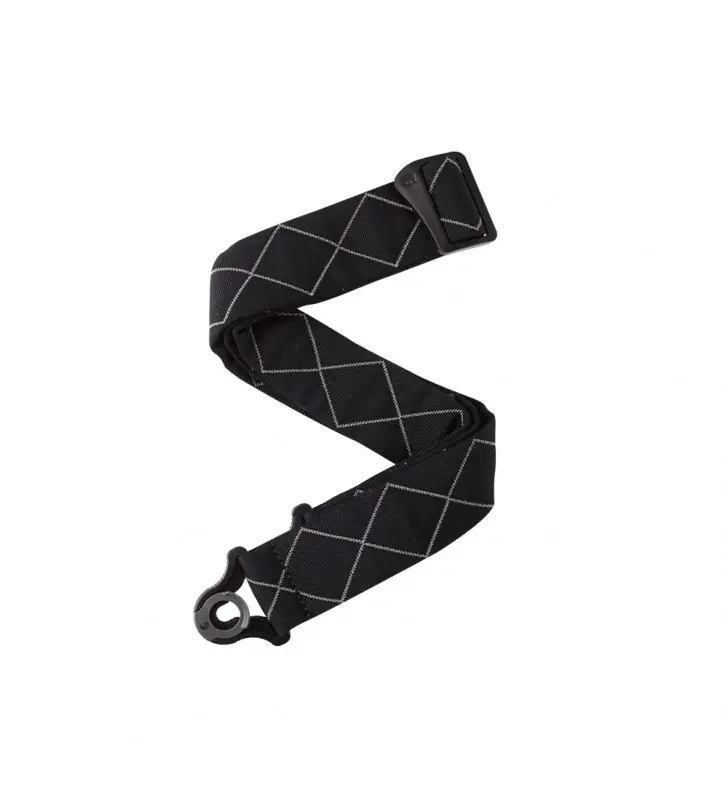 Gecertificeerd D'Addario Auto Lock Gitaarband - Black Padded Diamonds