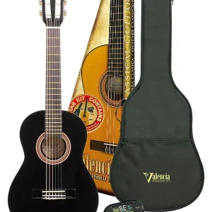 Valencia VC104KBK klassieke gitaar pakket: 4/4 gitaar met gigbag en clip tuner Merkproduct