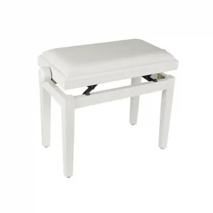 Premium Boston PB1-3540 Piano Bank Mat Wit, Wit Velours Zitting