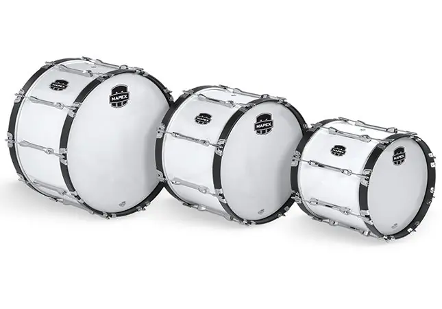 Koopje Marching Bassdrum Mapex 24x14" Qualifier serie wit chroom