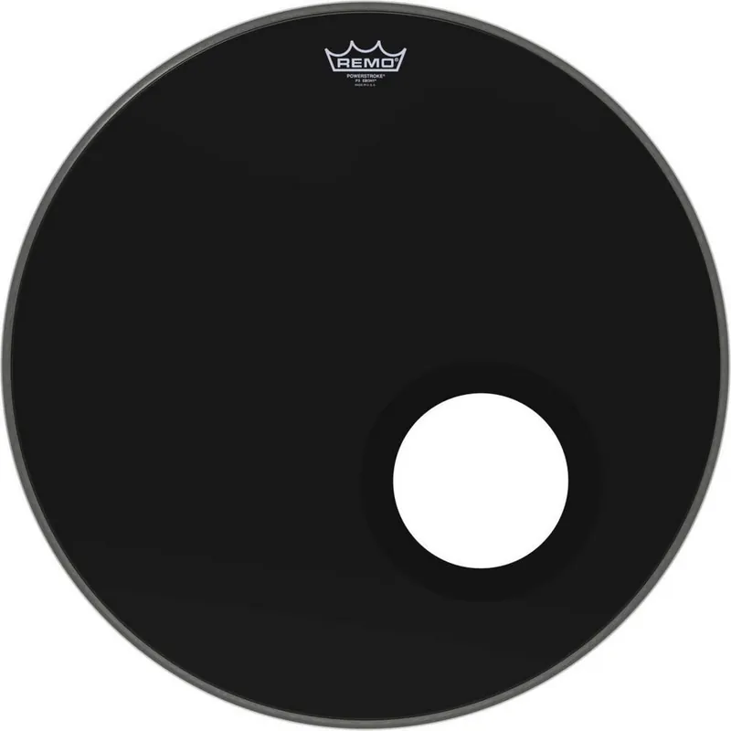 Voordeelprijs Resodrumvel 22" Remo powerstroke 3 Ebony black met gat