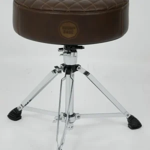 Fabrieksprijs Drumkruk DRUMnBASE ronde leren zitting donker bruin incl. onderstel