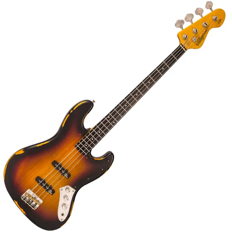 Basgitaar Vintage md. VJ74JP ICON distressed Sunset Sunburst Finale Uitverkoop