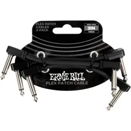 Ernie Ball EEB 6443 Flex patch cable 7.5 cm, Zwart 3-pack Gratis Verzending
