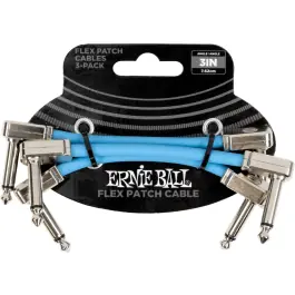 Ernie Ball EEB 6459 Flex patch cable 7.5 cm, Blauw 3-pack Lage Prijs