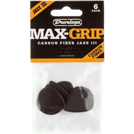 Dunlop 471P3C Max Grip Jazz III Carbon Fiber 1.38mm Plectrum 6-Pack Direct Beschikbaar