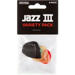 Dunlop PVP103 Jazz III Variety Plectrum 6-Pack Finale Uitverkoop