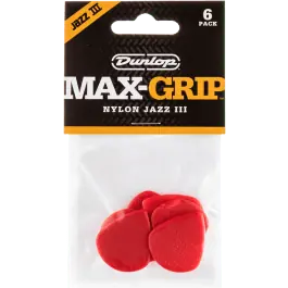 Dunlop Max Grip Nylon Jazz III Plectrum 6-Pack rood Betaalbaar