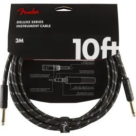 Fender Instrumentkabel Deluxe Black Tweed, Jack-Jack, 3m Direct Verzonden